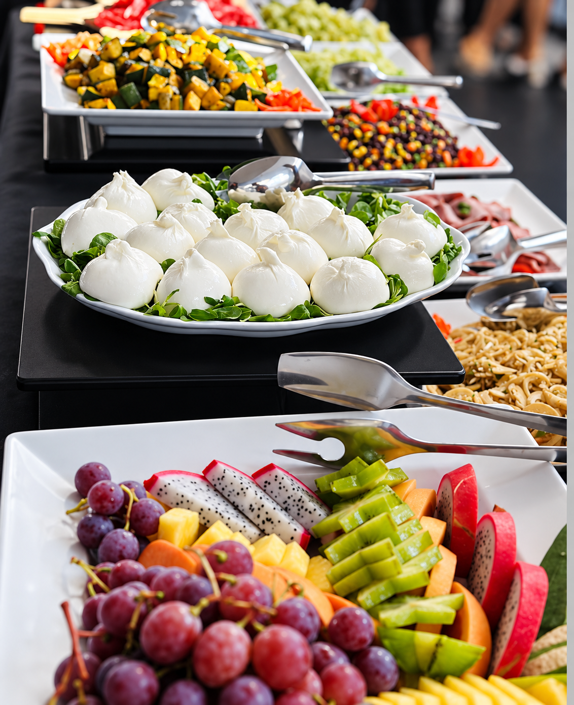 Buffet Backstage con mozzarella e frutta esotica